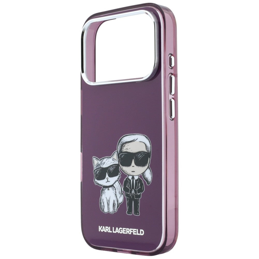 Karl Lagerfeld iPhone 17 Pro/iPhone 18 Pro Cover med Karl & Choupette-skitse i bordeaux