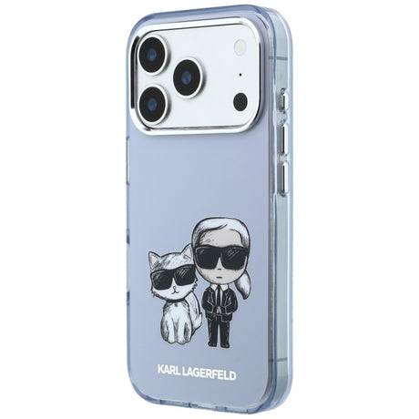Karl Lagerfeld iPhone 17 Pro/iPhone 18 Pro Cover med Karl & Choupette-skitse i Blå