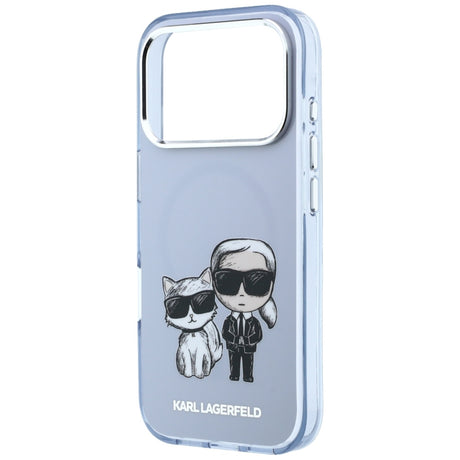 Karl Lagerfeld iPhone 17 Pro/iPhone 18 Pro Cover med Karl & Choupette-skitse i Blå