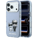 Karl Lagerfeld iPhone 17 Pro Max/iPhone 18 Pro Max Cover med Karl & Choupette-skitse i Blå
