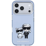 Karl Lagerfeld iPhone 17 Pro Max/iPhone 18 Pro Max Cover med Karl & Choupette-skitse i Blå