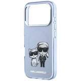 Karl Lagerfeld iPhone 17 Pro Max/iPhone 18 Pro Max Cover med Karl & Choupette-skitse i Blå
