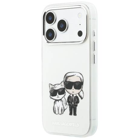 Karl Lagerfeld iPhone 17 Pro/iPhone 18 Pro Cover med Karl & Choupette-skitse i Beige