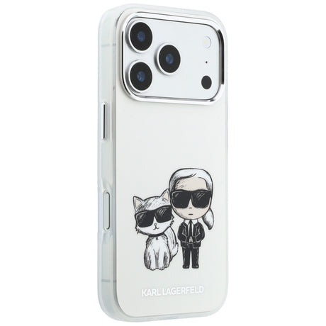 Karl Lagerfeld iPhone 17 Pro/iPhone 18 Pro Cover med Karl & Choupette-skitse i Beige