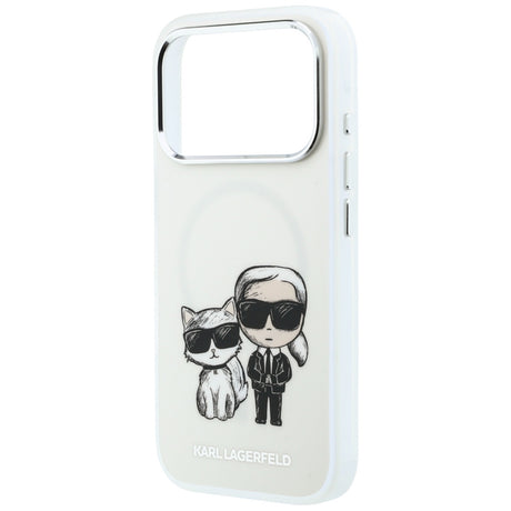 Karl Lagerfeld iPhone 17 Pro/iPhone 18 Pro Cover med Karl & Choupette-skitse i Beige