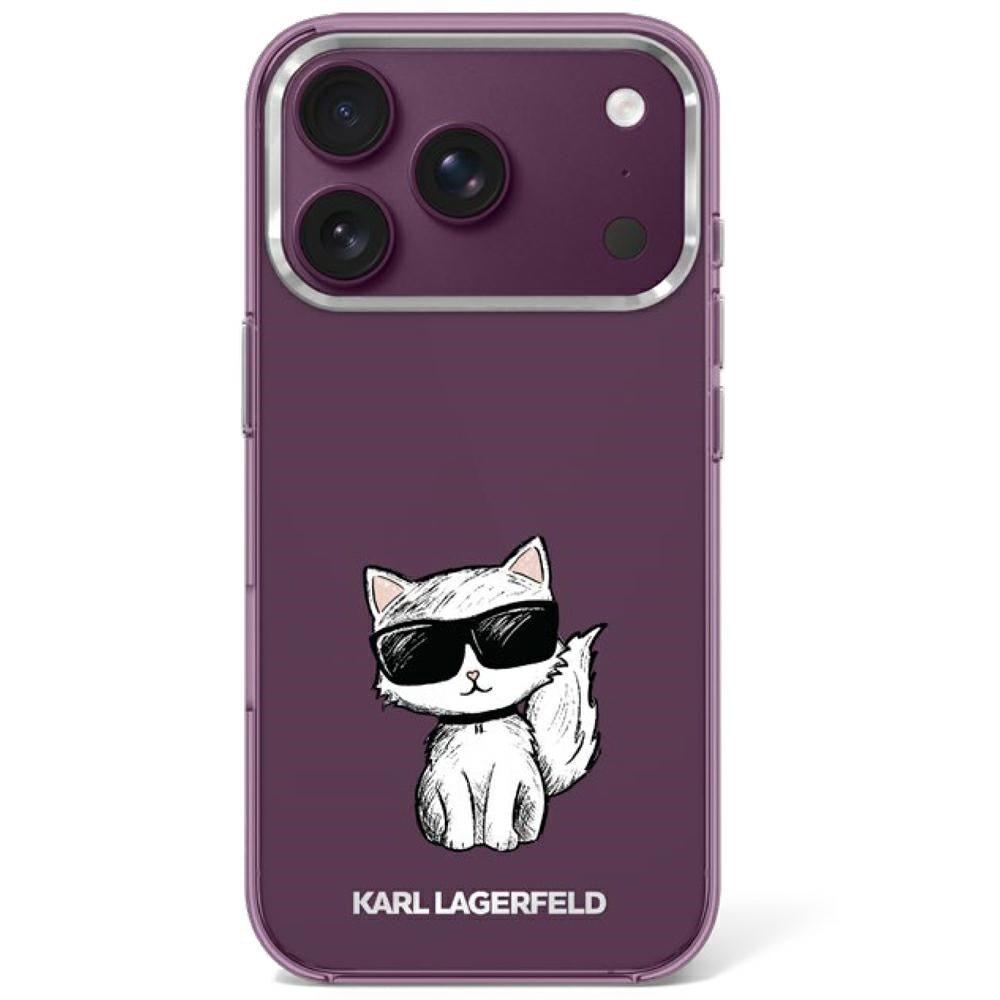 Karl Lagerfeld iPhone 17 Pro/iPhone 18 Pro Cover Choupette Sketch Burgundy