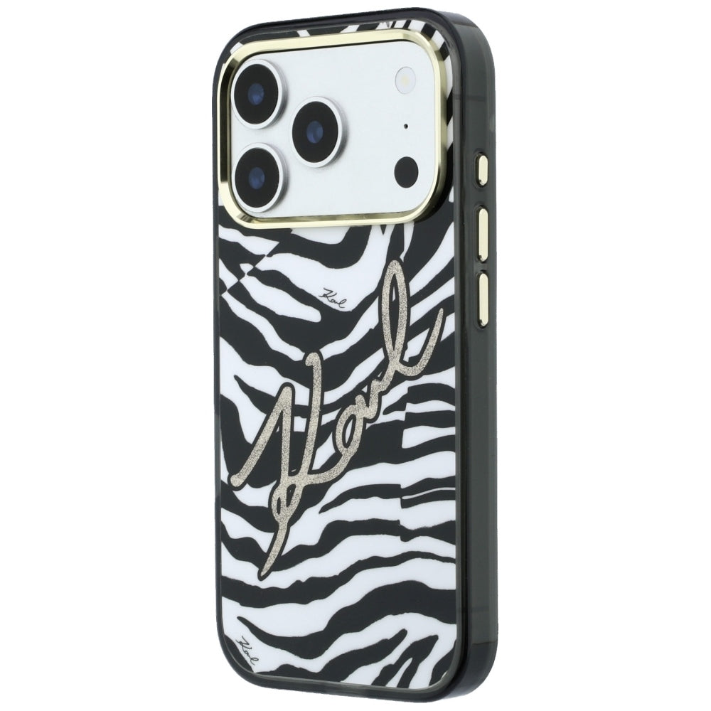 Karl Lagerfeld iPhone 17 Pro/iPhone 18 Pro Cover med zebraglitter, Guld