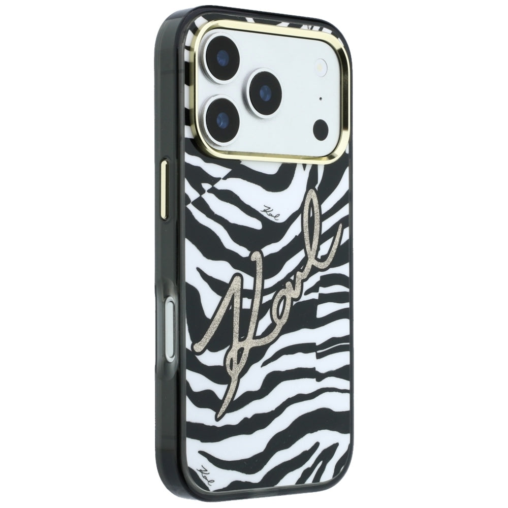 Karl Lagerfeld iPhone 17 Pro/iPhone 18 Pro Cover med zebraglitter, Guld