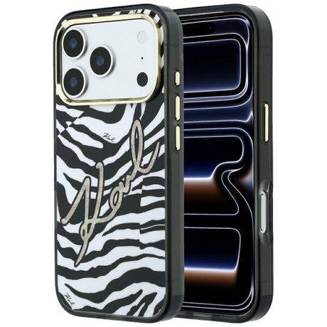 Karl Lagerfeld iPhone 17 Pro Max/iPhone 18 Pro Max Cover Zebra Glitter Guld
