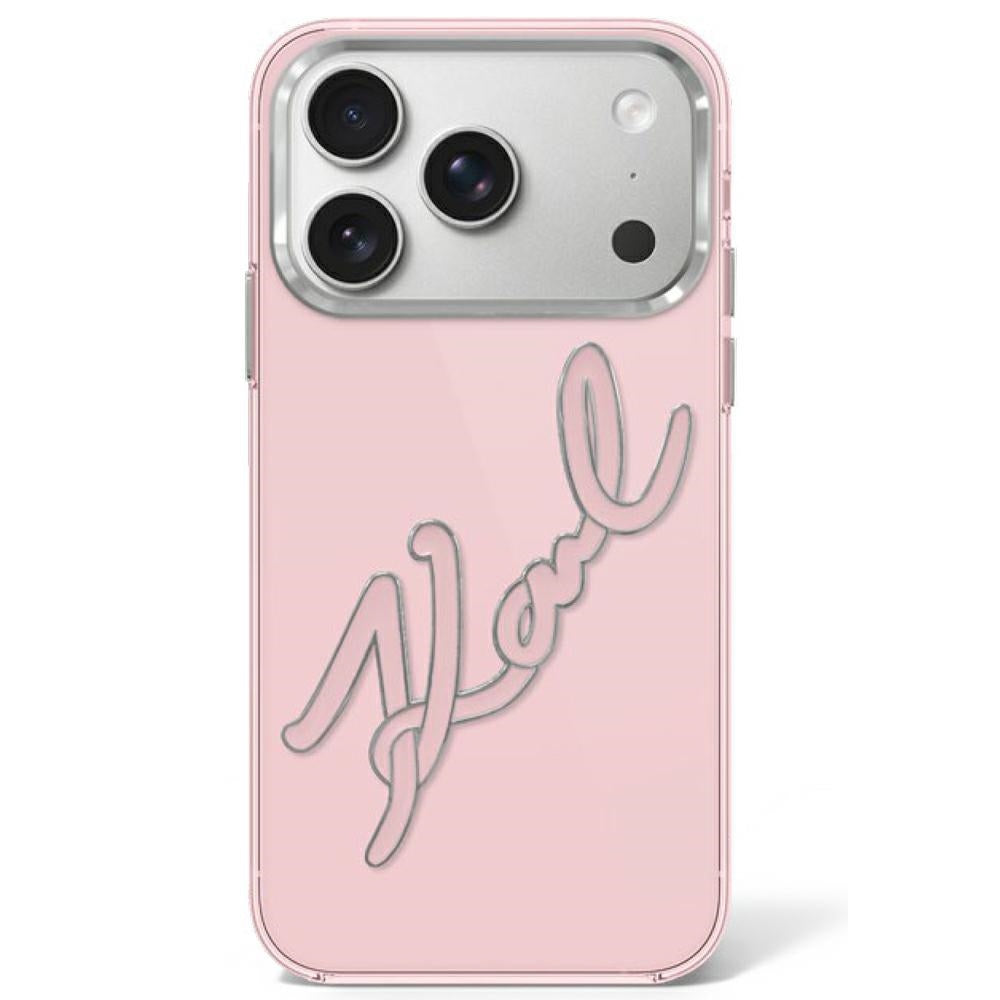 Karl Lagerfeld iPhone 17 Pro/iPhone 18 Pro Cover Big Signature Lyserød