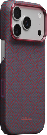 Pitaka iPhone 17 Pro/iPhone 18 Pro Cover Edge MagSafe Argyle Blue's Red