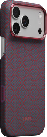 Pitaka iPhone 17 Pro Max/iPhone 18 Pro Max Cover Edge MagSafe Argyle Blue's Red