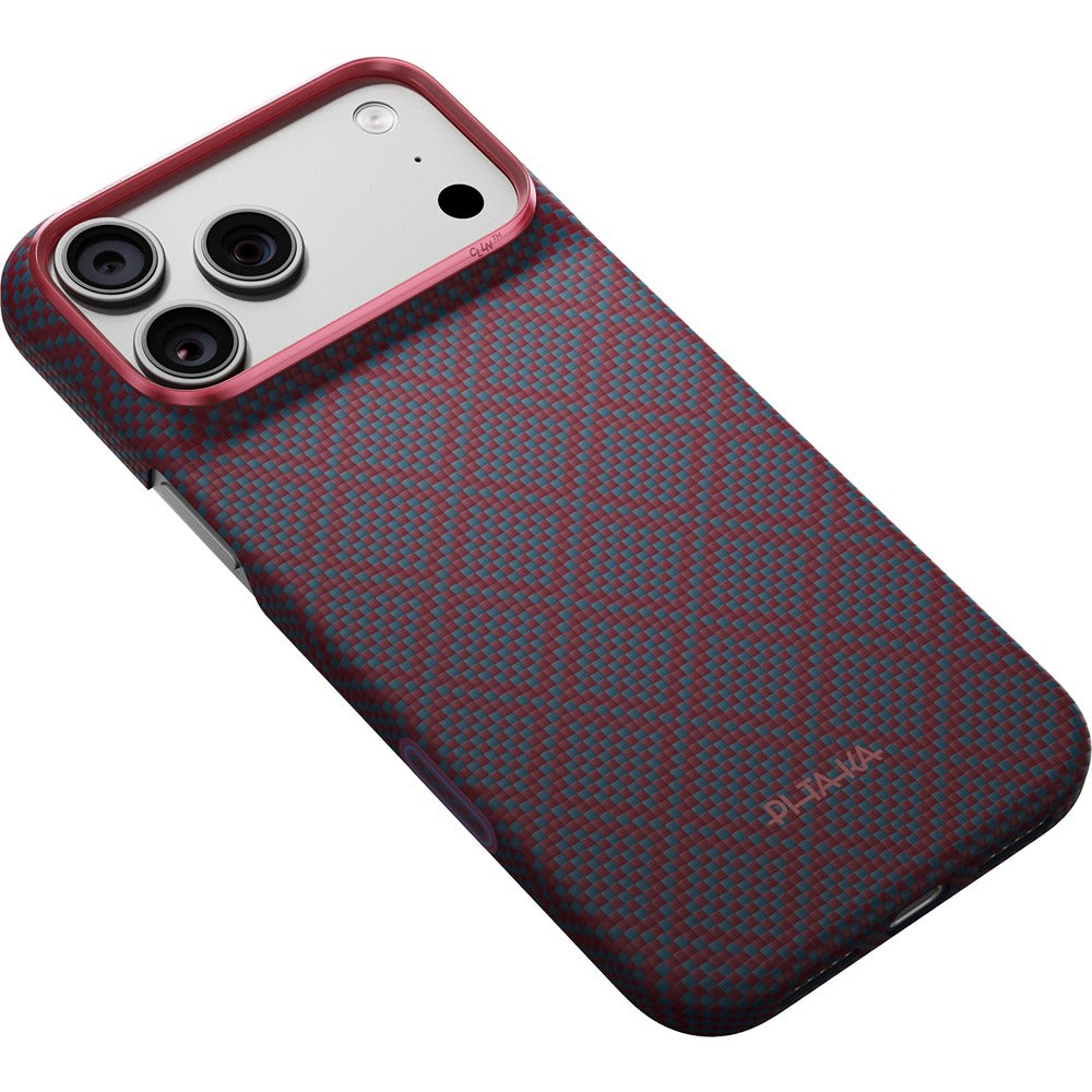 Pitaka iPhone 17 Pro Max/iPhone 18 Pro Max Cover Edge MagSafe Argyle Blue's Red