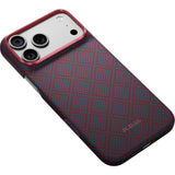 Pitaka iPhone 17 Pro Max/iPhone 18 Pro Max Cover Edge MagSafe Argyle Blue's Red