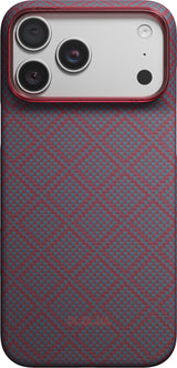 Pitaka iPhone 17 Pro Max/iPhone 18 Pro Max Cover Edge MagSafe Argyle Blue's Red