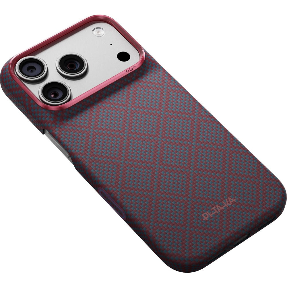 Pitaka iPhone 17 Pro/iPhone 18 Pro Cover Edge MagSafe Argyle Blue's Red