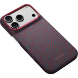 Pitaka iPhone 17 Pro/iPhone 18 Pro Cover Edge MagSafe Argyle Blue's Red