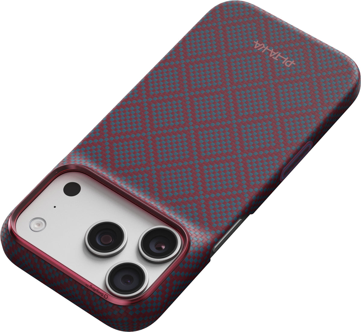 Pitaka iPhone 17 Pro/iPhone 18 Pro Cover Edge MagSafe Argyle Blue's Red