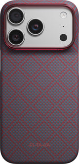 Pitaka iPhone 17 Pro/iPhone 18 Pro Cover Edge MagSafe Argyle Blue's Red