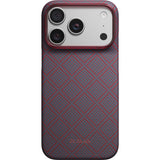 Pitaka iPhone 17 Pro/iPhone 18 Pro Cover Edge MagSafe Argyle Blue's Red