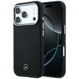 Mercedes Benz iPhone 17 Pro/iPhone 18 Pro Cover i læder med træeffekt Sort