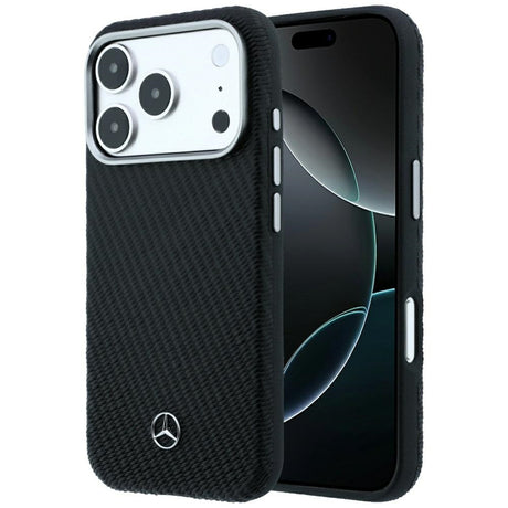 Mercedes Benz iPhone 17 Pro Max/iPhone 18 Pro Max Cover i læder med træeffekt Sort