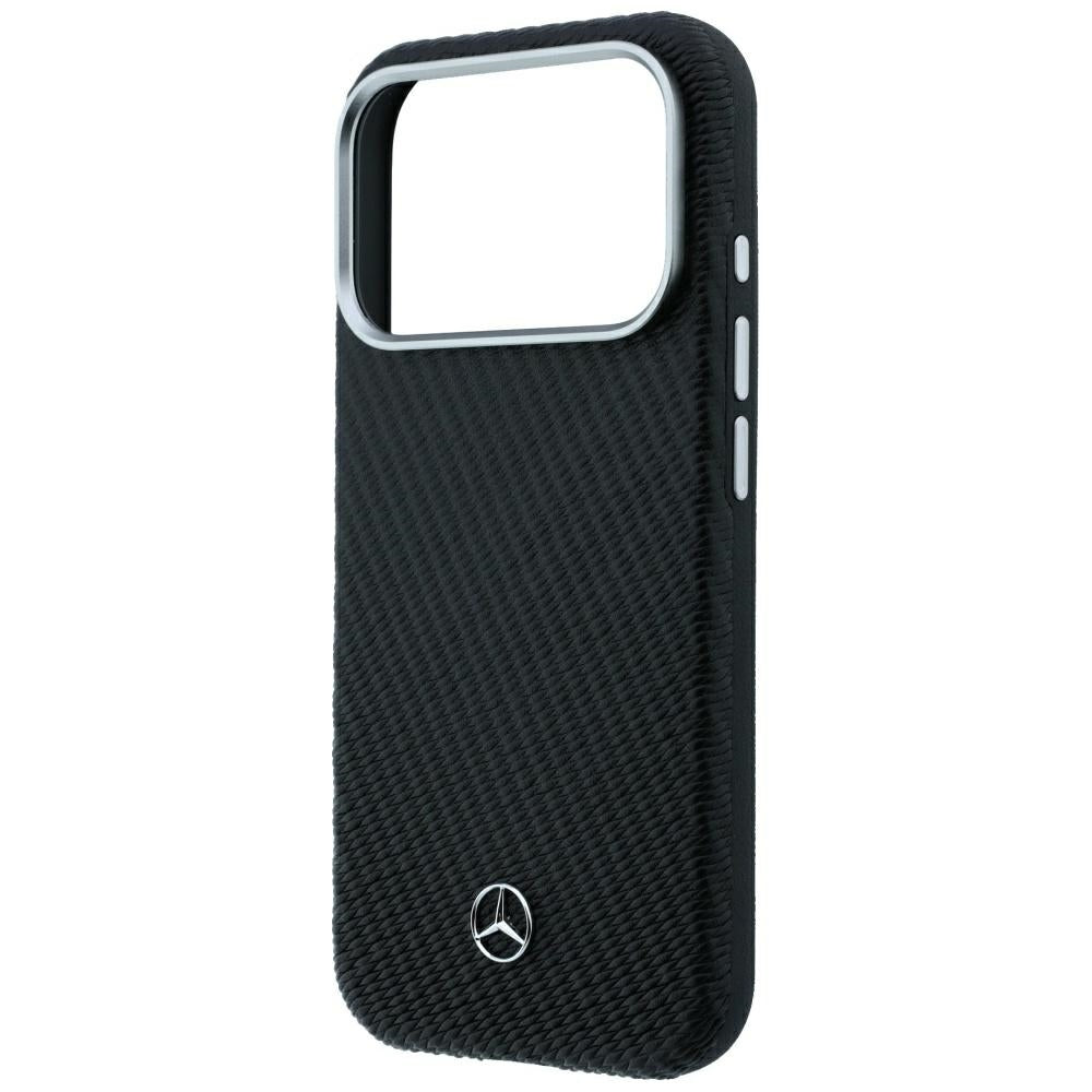 Mercedes Benz iPhone 17 Pro Max/iPhone 18 Pro Max Cover i læder med træeffekt Sort