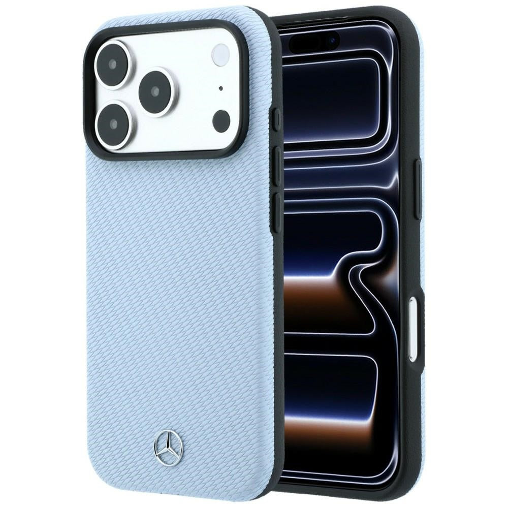 Mercedes Benz iPhone 17 Pro/iPhone 18 Pro Cover i læder med træeffekt Blå
