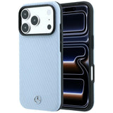 Mercedes Benz iPhone 17 Pro/iPhone 18 Pro Cover i læder med træeffekt Blå