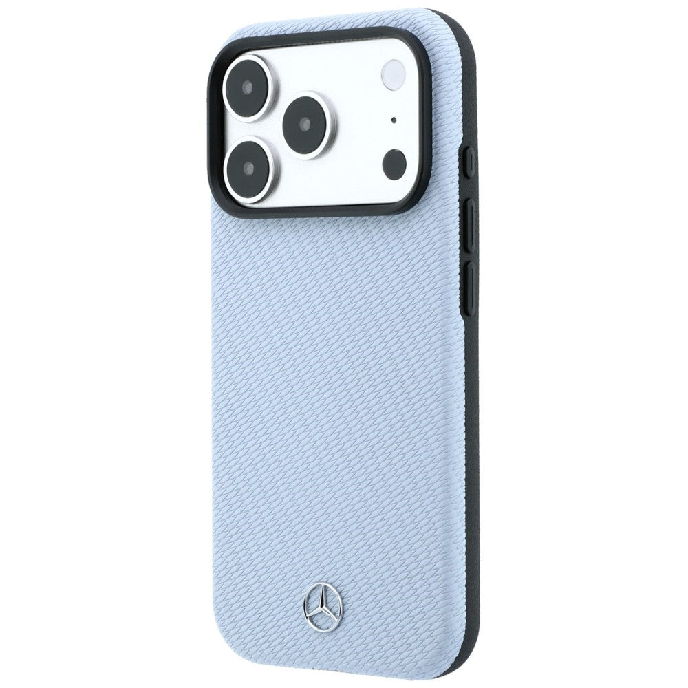 Mercedes Benz iPhone 17 Pro/iPhone 18 Pro Cover i læder med træeffekt Blå