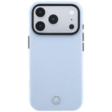 Mercedes Benz iPhone 17 Pro/iPhone 18 Pro Cover i læder med træeffekt Blå