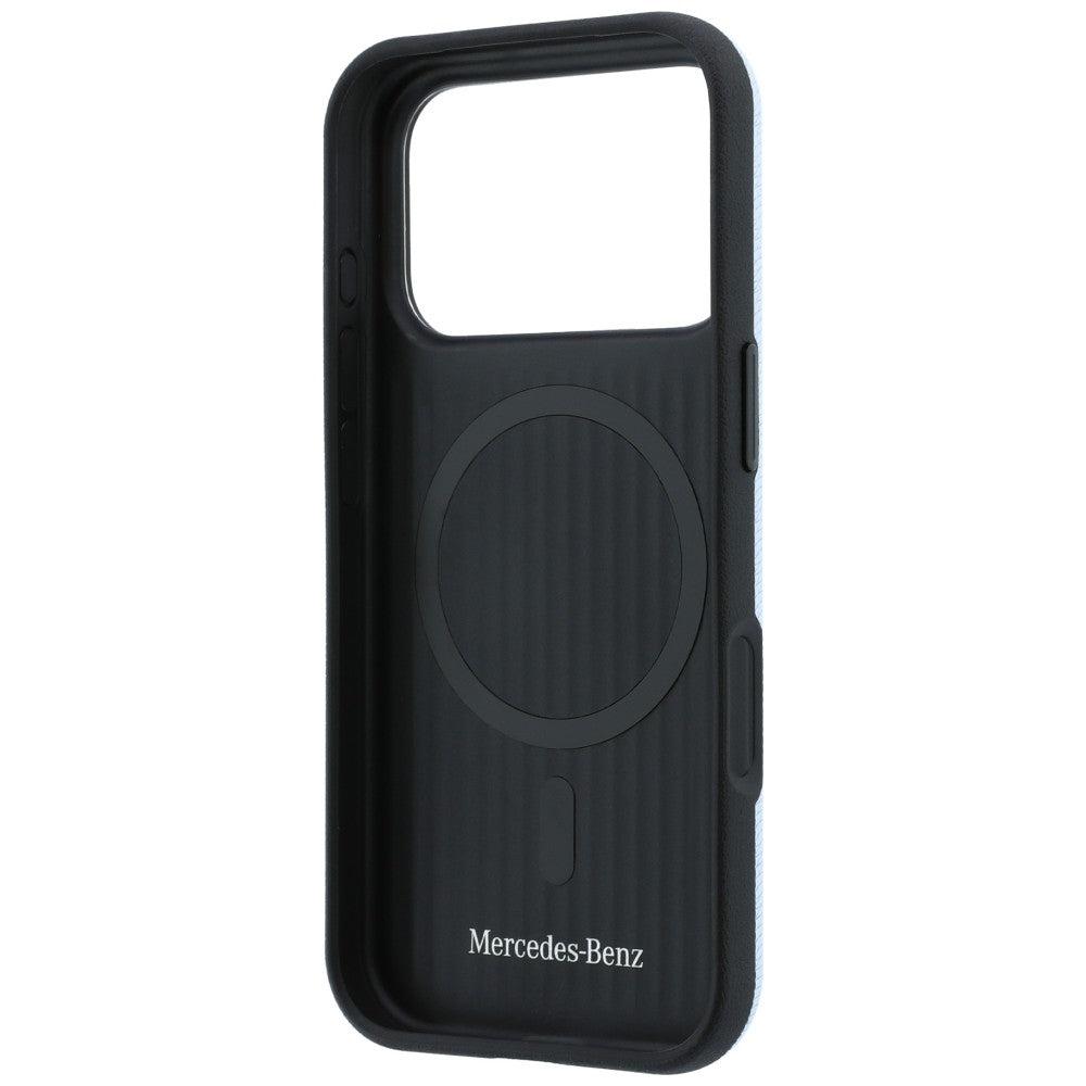 Mercedes Benz iPhone 17 Pro Max/iPhone 18 Pro Max Cover i læder med træeffekt Blå