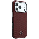 Mercedes Benz iPhone 17 Pro/iPhone 18 Pro Cover i læder med træeffekt, bordeauxrød