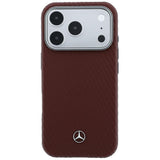Mercedes Benz iPhone 17 Pro Max/iPhone 18 Pro Max Cover i læder med træeffekt, bordeaux