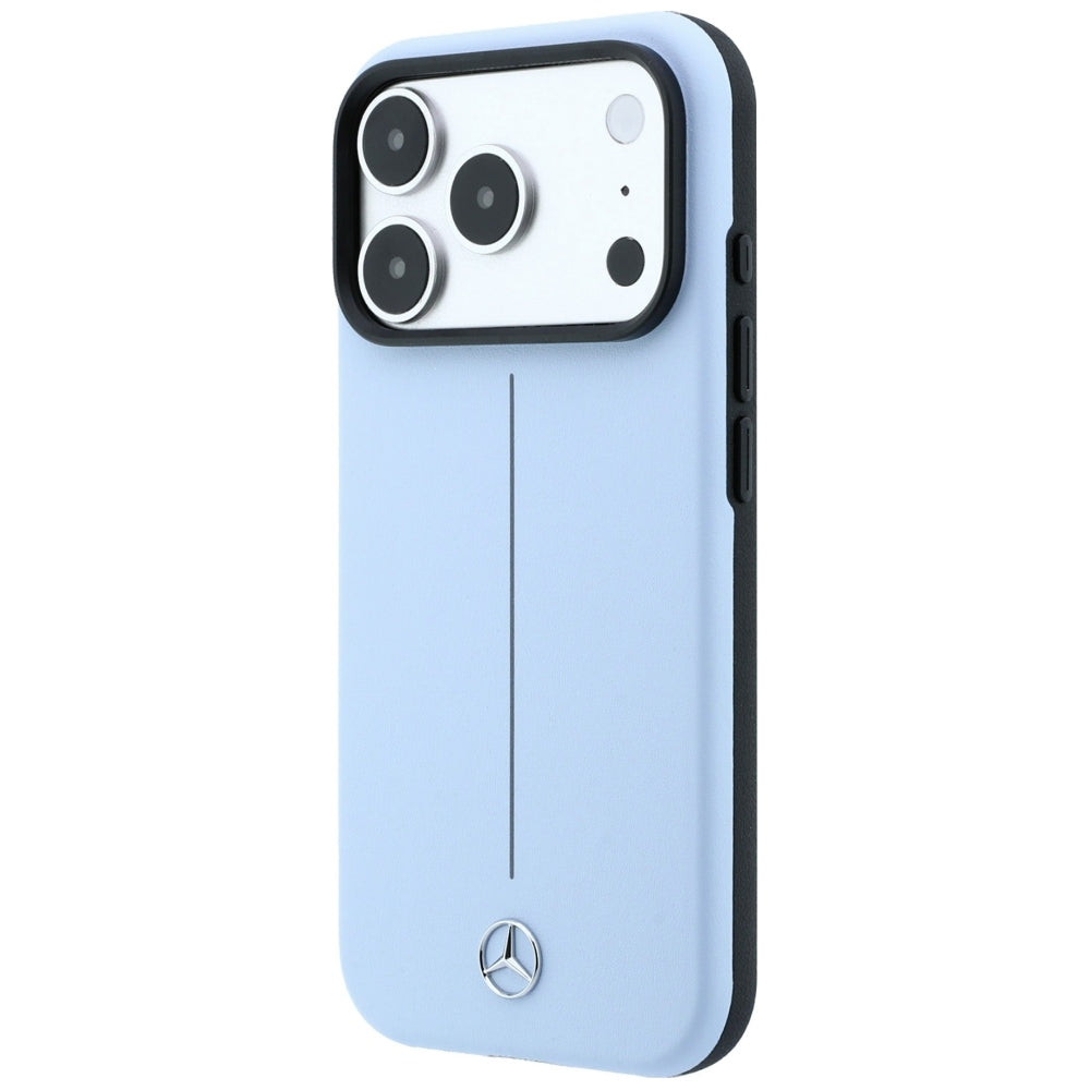 Mercedes Benz iPhone 17 Pro/iPhone 18 Pro Cover Leather Iconic Line Blå