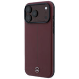 Mercedes Benz iPhone 17 Pro Max/iPhone 18 Pro Max Cover Leather Iconic Line Burgundy