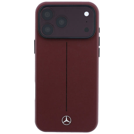Mercedes Benz iPhone 17 Pro Max/iPhone 18 Pro Max Cover Leather Iconic Line Burgundy