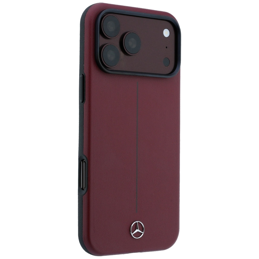 Mercedes Benz iPhone 17 Pro Max/iPhone 18 Pro Max Cover Leather Iconic Line Burgundy