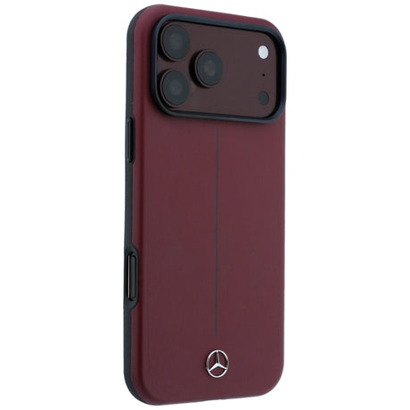 Mercedes Benz iPhone 17 Pro Max/iPhone 18 Pro Max Cover Leather Iconic Line Burgundy