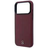 Mercedes Benz iPhone 17 Pro Max/iPhone 18 Pro Max Cover Leather Iconic Line Burgundy