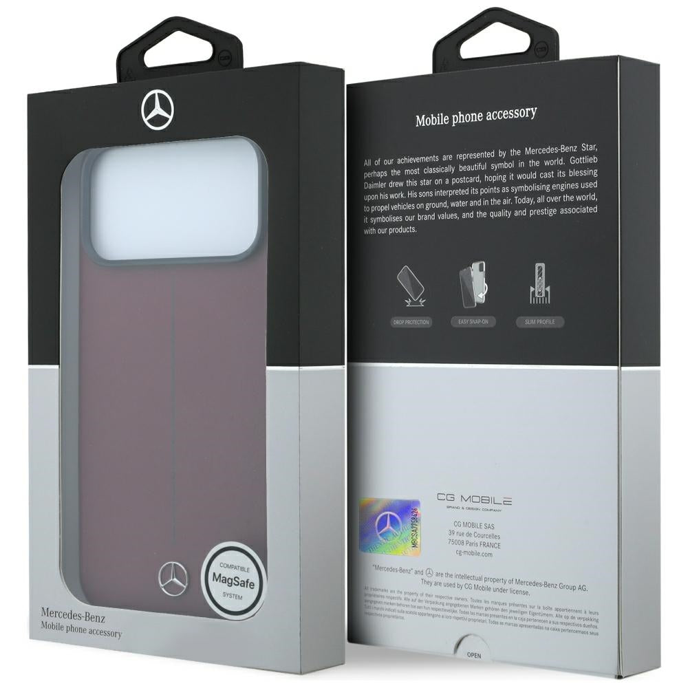 Mercedes Benz iPhone 17 Pro Max/iPhone 18 Pro Max Cover Leather Iconic Line Burgundy
