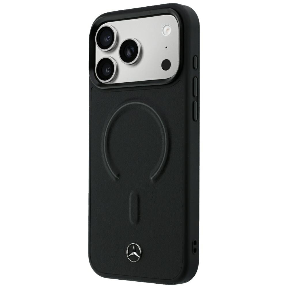 Mercedes Benz iPhone 17 Pro Max/iPhone 18 Pro Max Cover i læder med 3D MagSafe Sort