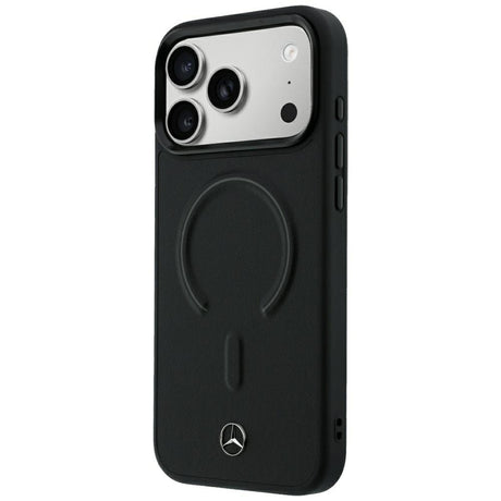 Mercedes Benz iPhone 17 Pro Max/iPhone 18 Pro Max Cover i læder med 3D MagSafe Sort