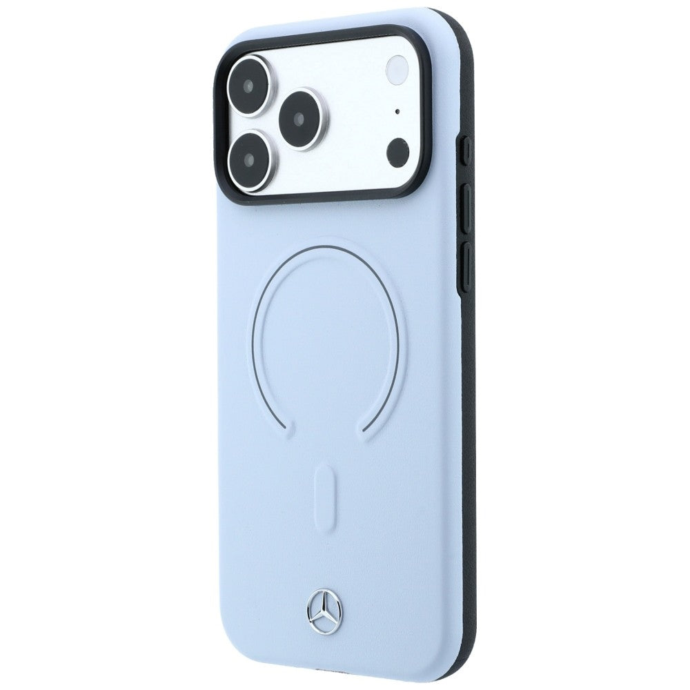 Mercedes Benz iPhone 17 Pro Max/iPhone 18 Pro Max Cover i læder med 3D MagSafe Blå