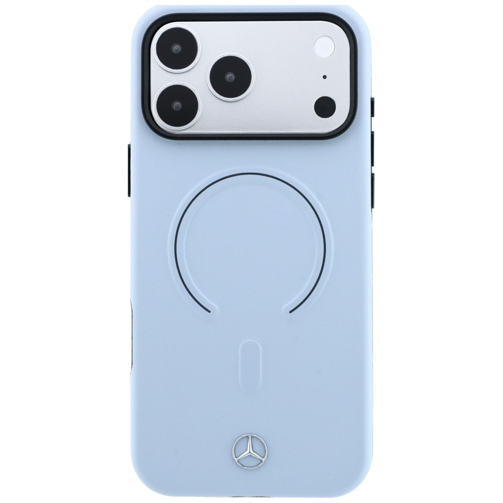 Mercedes Benz iPhone 17 Pro Max/iPhone 18 Pro Max Cover i læder med 3D MagSafe Blå
