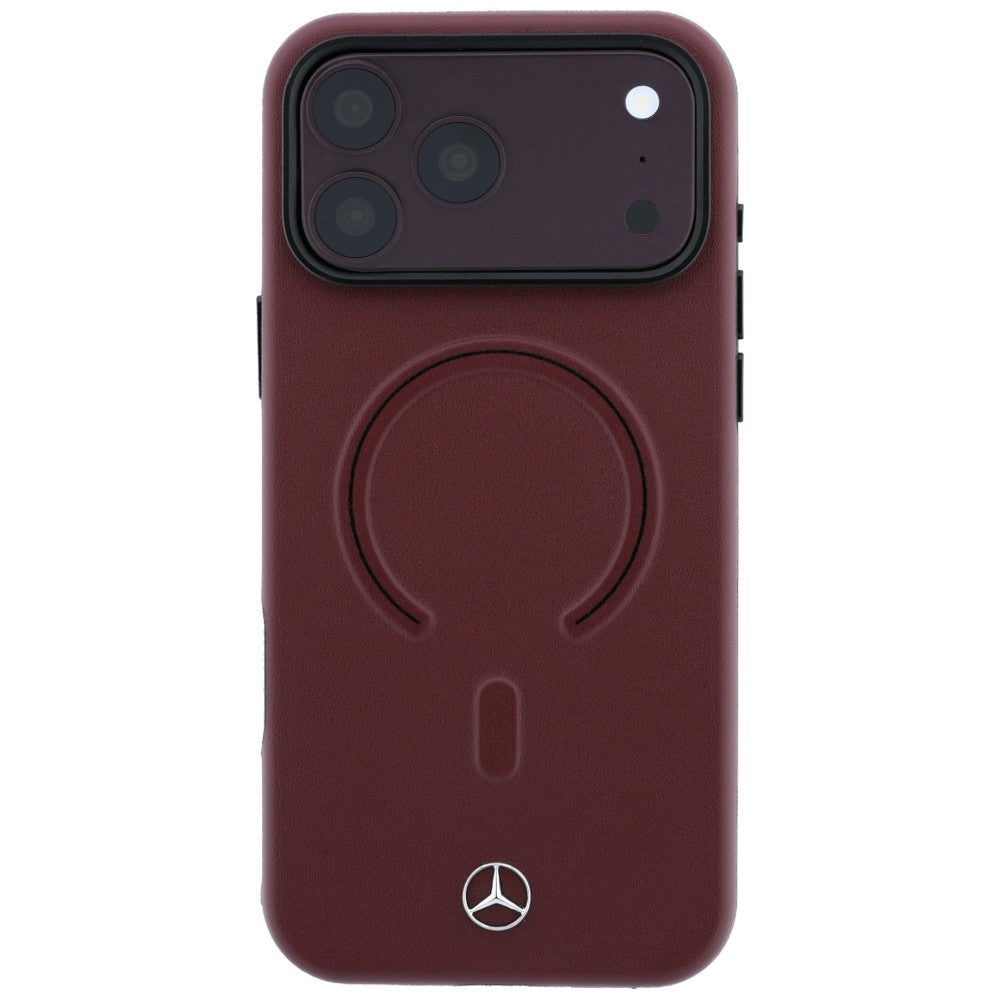 Mercedes Benz iPhone 17 Pro/iPhone 18 Pro Cover i læder, 3D MagSafe, bordeauxrød