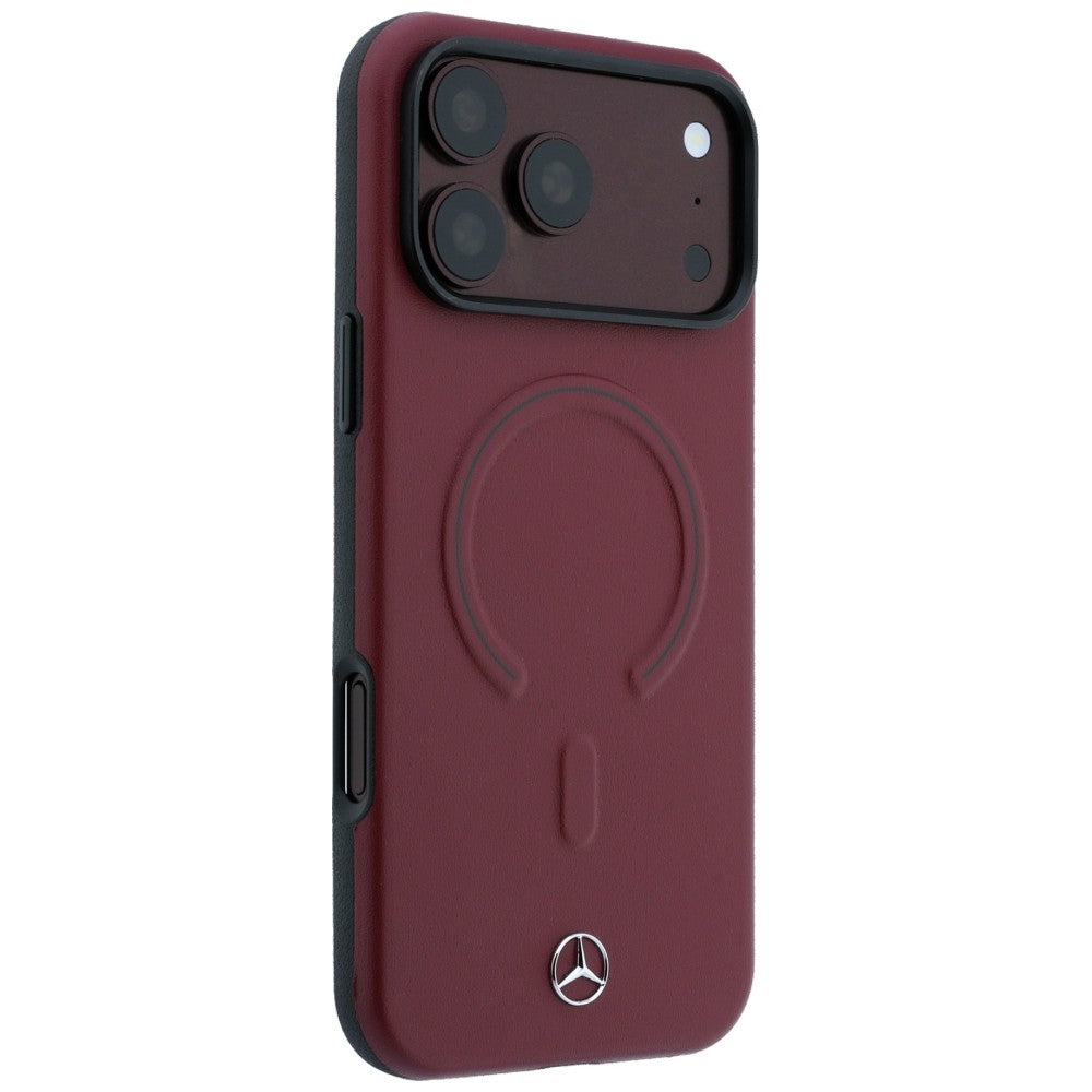 Mercedes Benz iPhone 17 Pro/iPhone 18 Pro Cover i læder, 3D MagSafe, bordeauxrød
