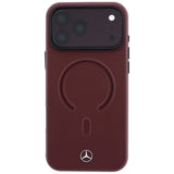 Mercedes Benz iPhone 17 Pro Max/iPhone 18 Pro Max Cover i læder med 3D MagSafe, bordeauxrød