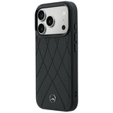 Mercedes Benz iPhone 17 Pro/iPhone 18 Pro Cover Leather Crossed Lines Sort