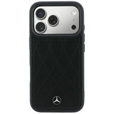Mercedes Benz iPhone 17 Pro/iPhone 18 Pro Cover Leather Crossed Lines Sort